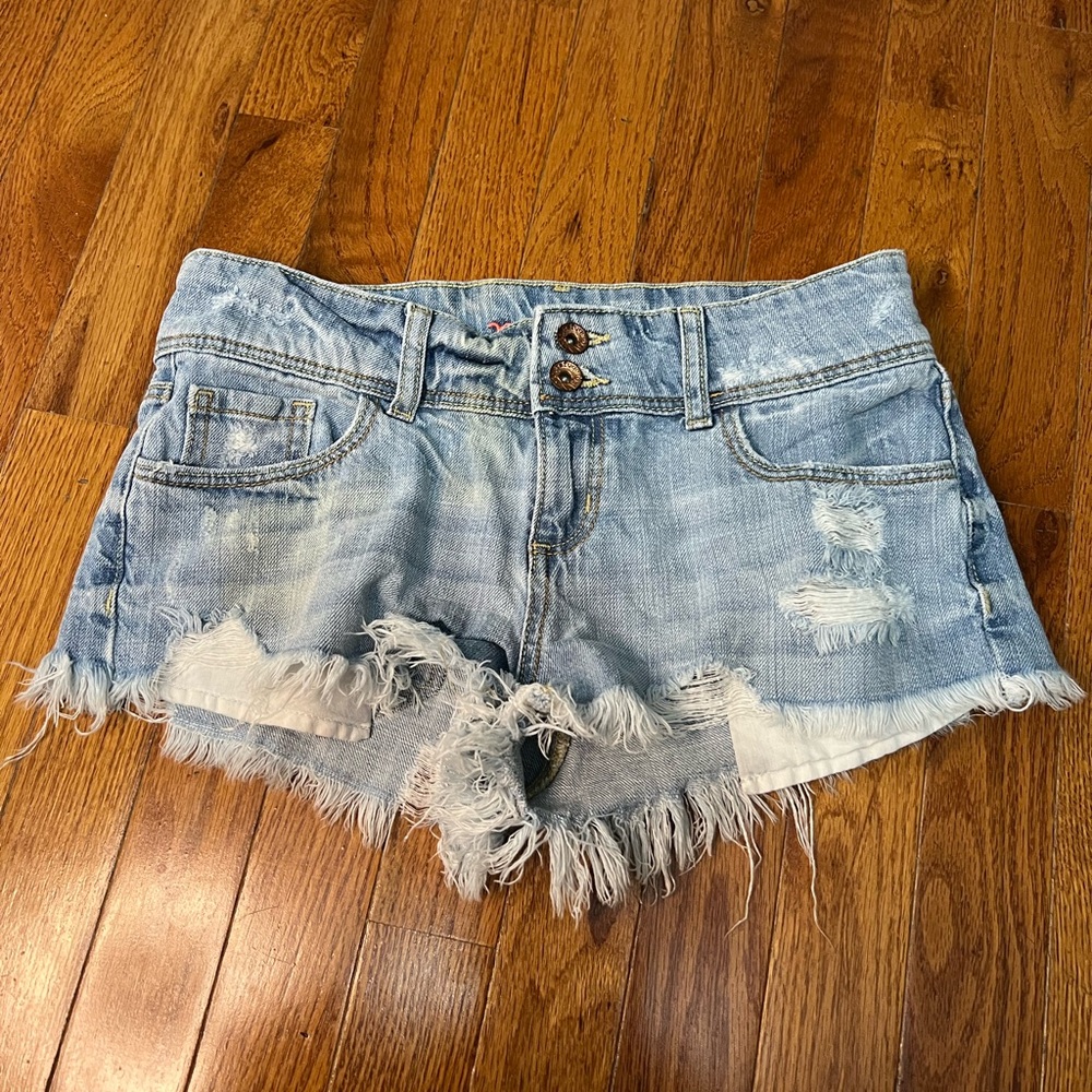 Refuge Light Blue Distressed Jean Shorts